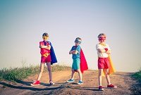 kids acting like a superhero retro vintage instagram filter